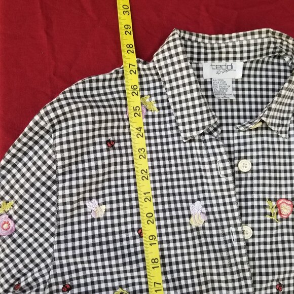 Vintage Floral Gingham Blouse + S - Picture 8 of 9